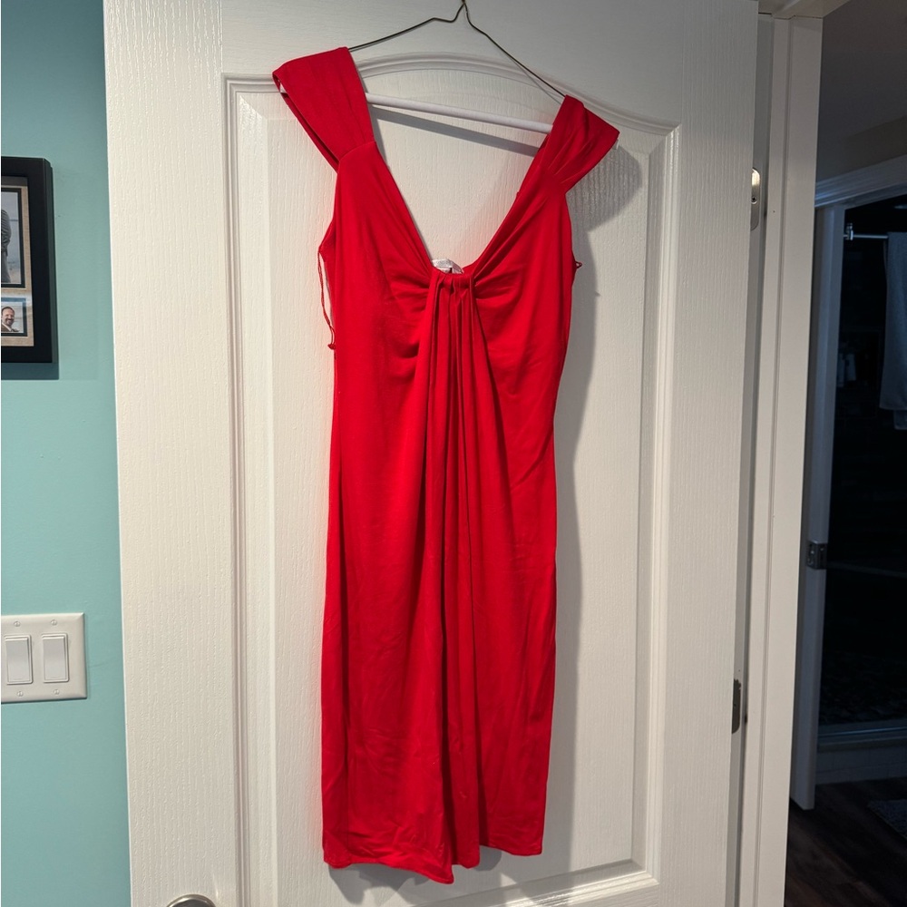 London times red sleeveless dress